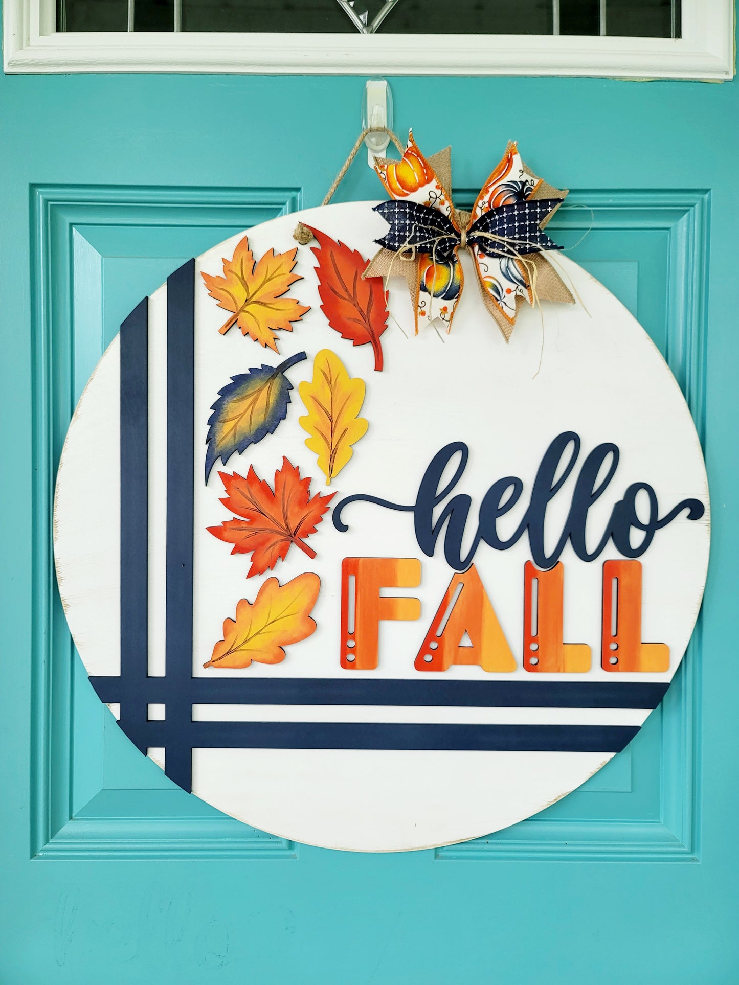 Teal Hello Circle Door Hanger — The Makery