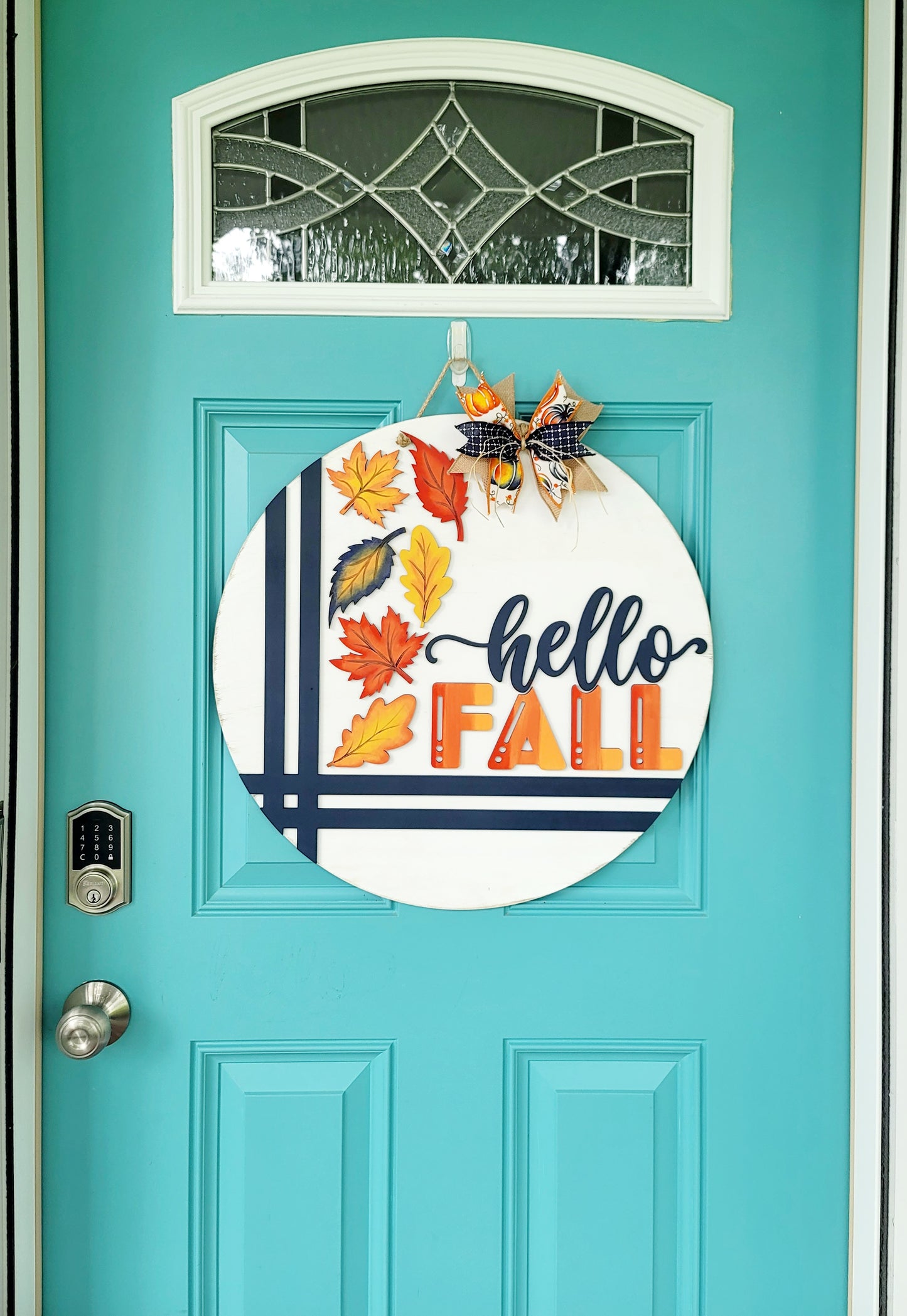 Hello Fall Stitch & Leaves Door Hanger