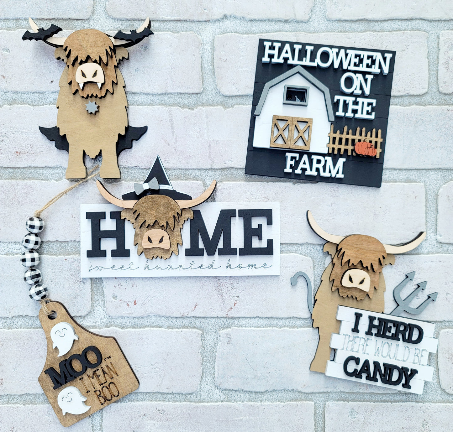 Halloween Cows on the Farm Tiered Tray Set