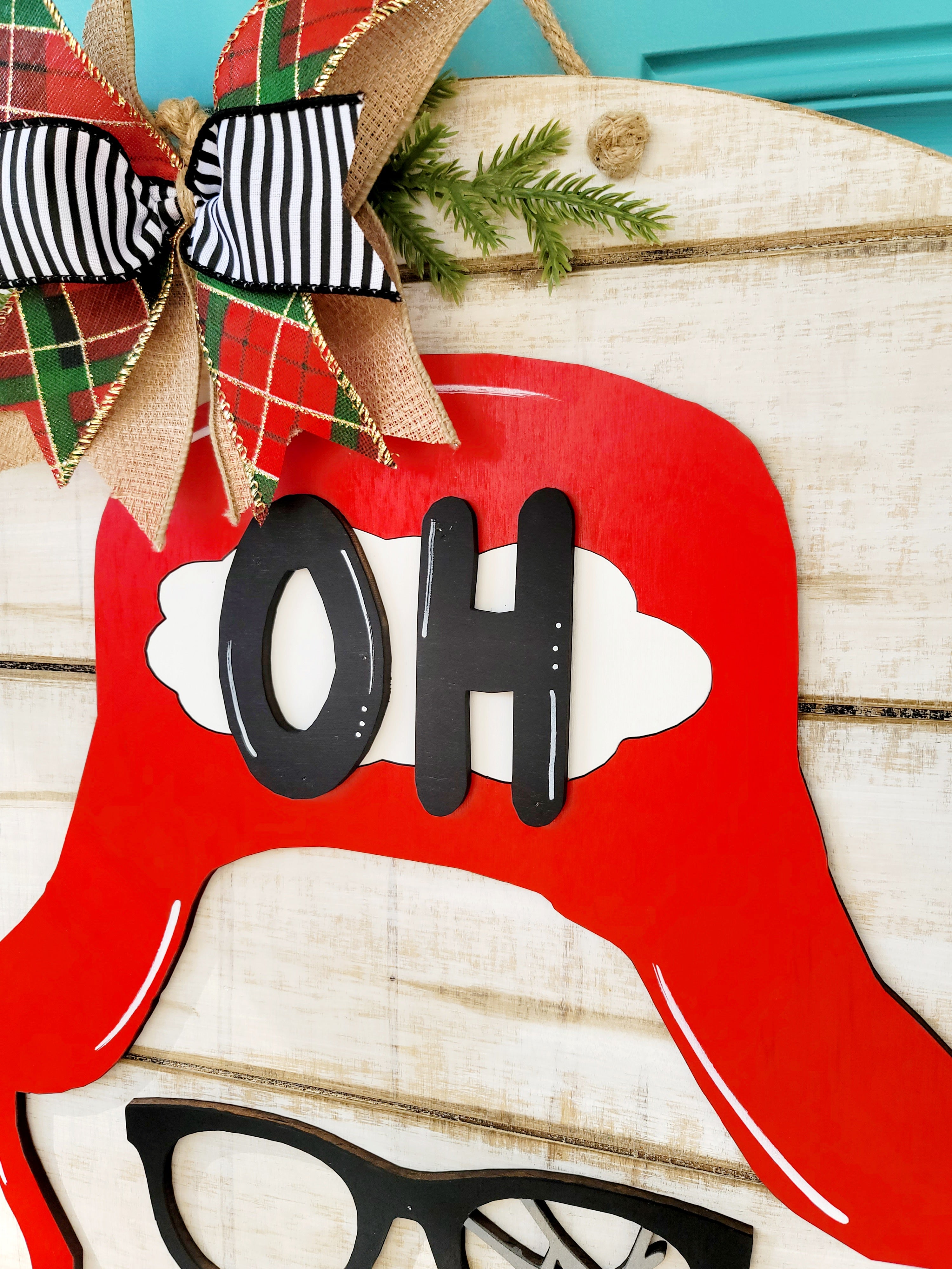 Oh Fudge Christmas Story Door Hanger Wreath - Ralphie Hat store Doorhanger - Christmas Story Wreath