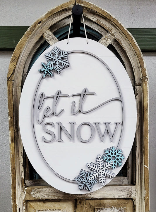 Let It Snow Oval Door Hanger