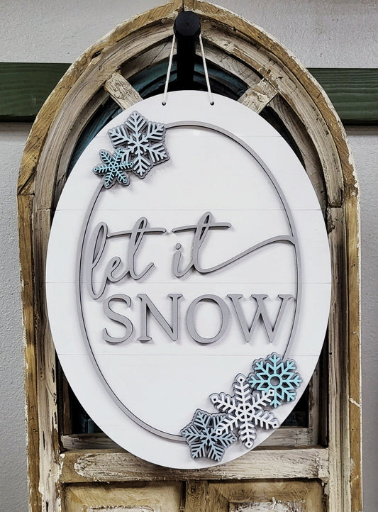 Let It Snow Oval Door Hanger- wholesale