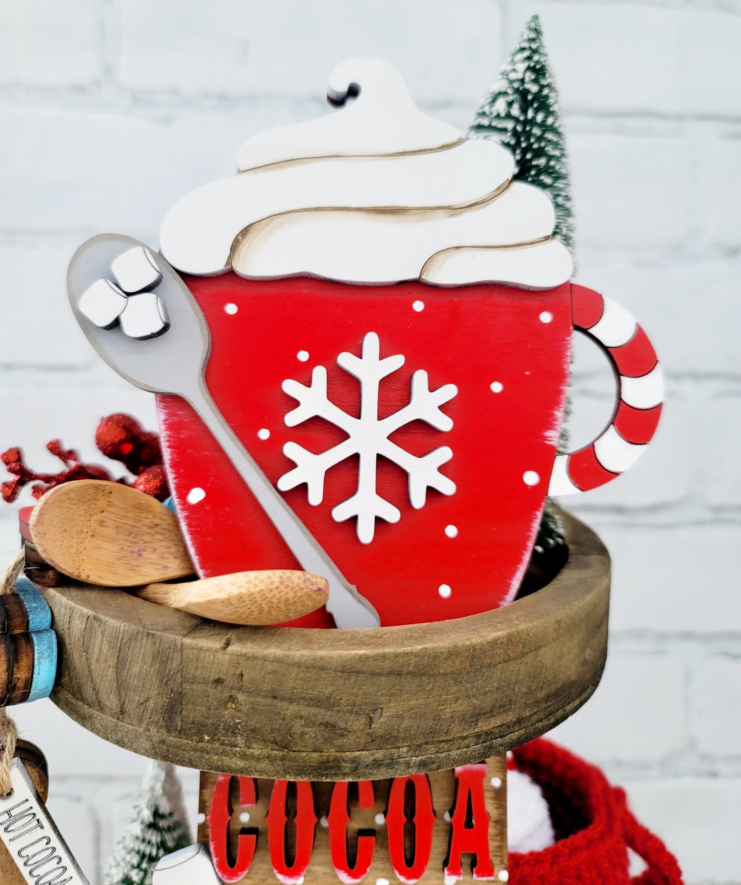 Peppermint/ Hot Cocoa Tiered Tray Set