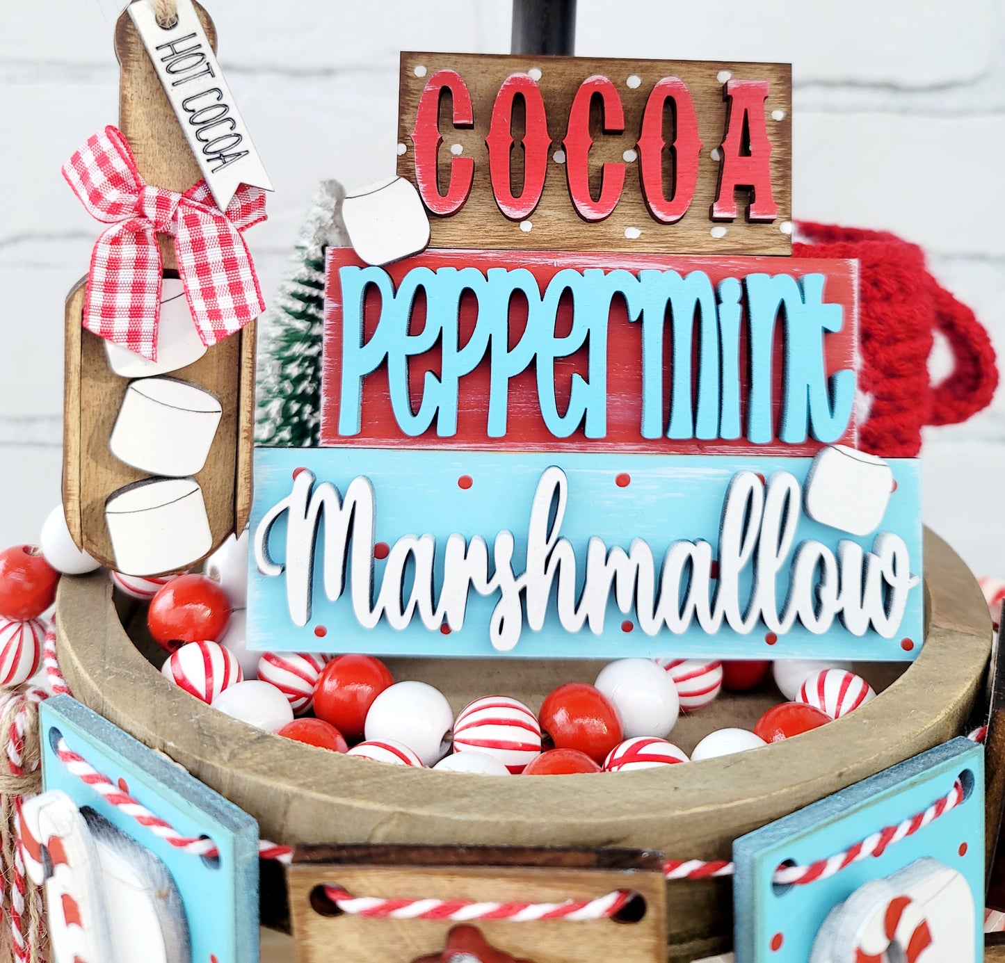 Peppermint/ Hot Cocoa Tiered Tray Set