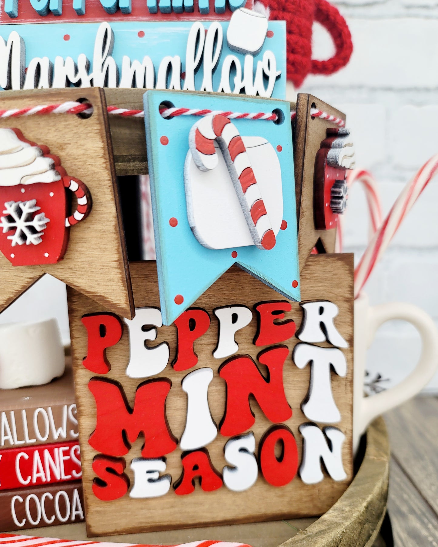 Peppermint/ Hot Cocoa Tiered Tray Set