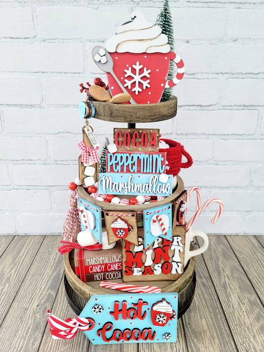Peppermint/ Hot Cocoa Tiered Tray Set