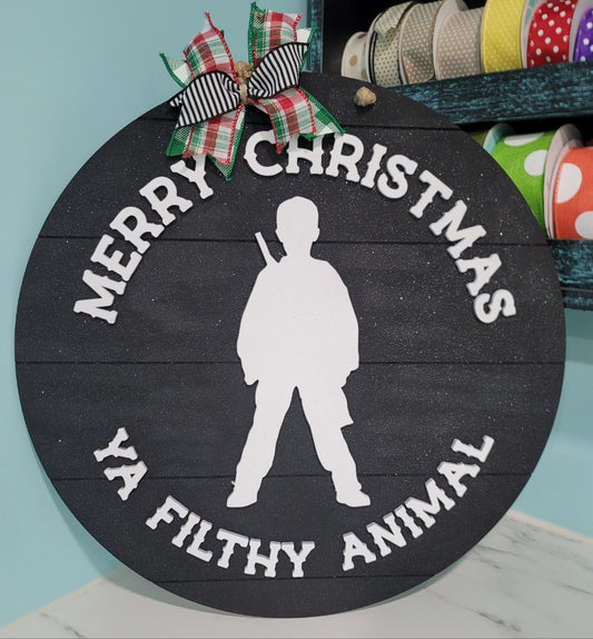 Merry Christmas Ya Filthy Animal Door Hanger