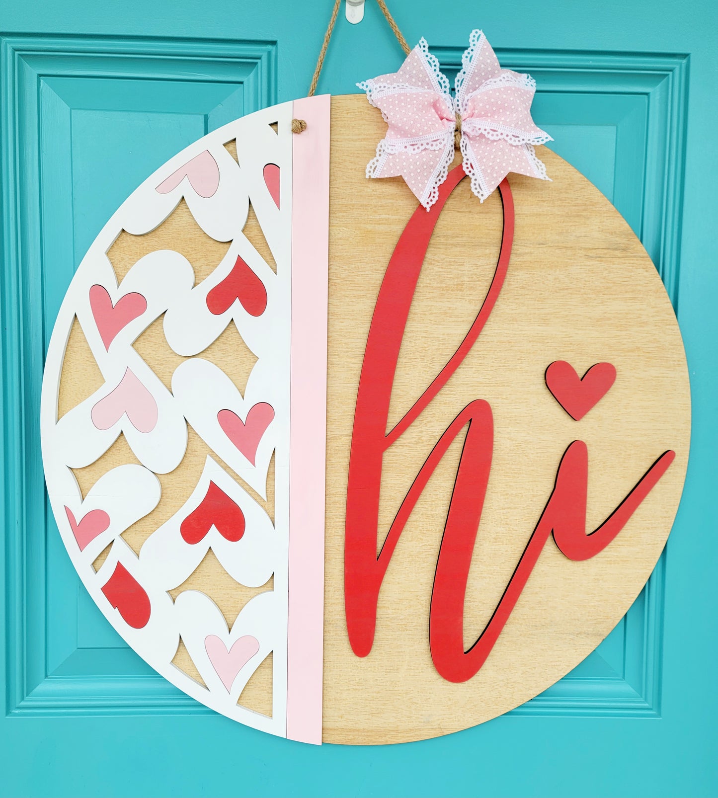 Hi with Hearts Door Hanger