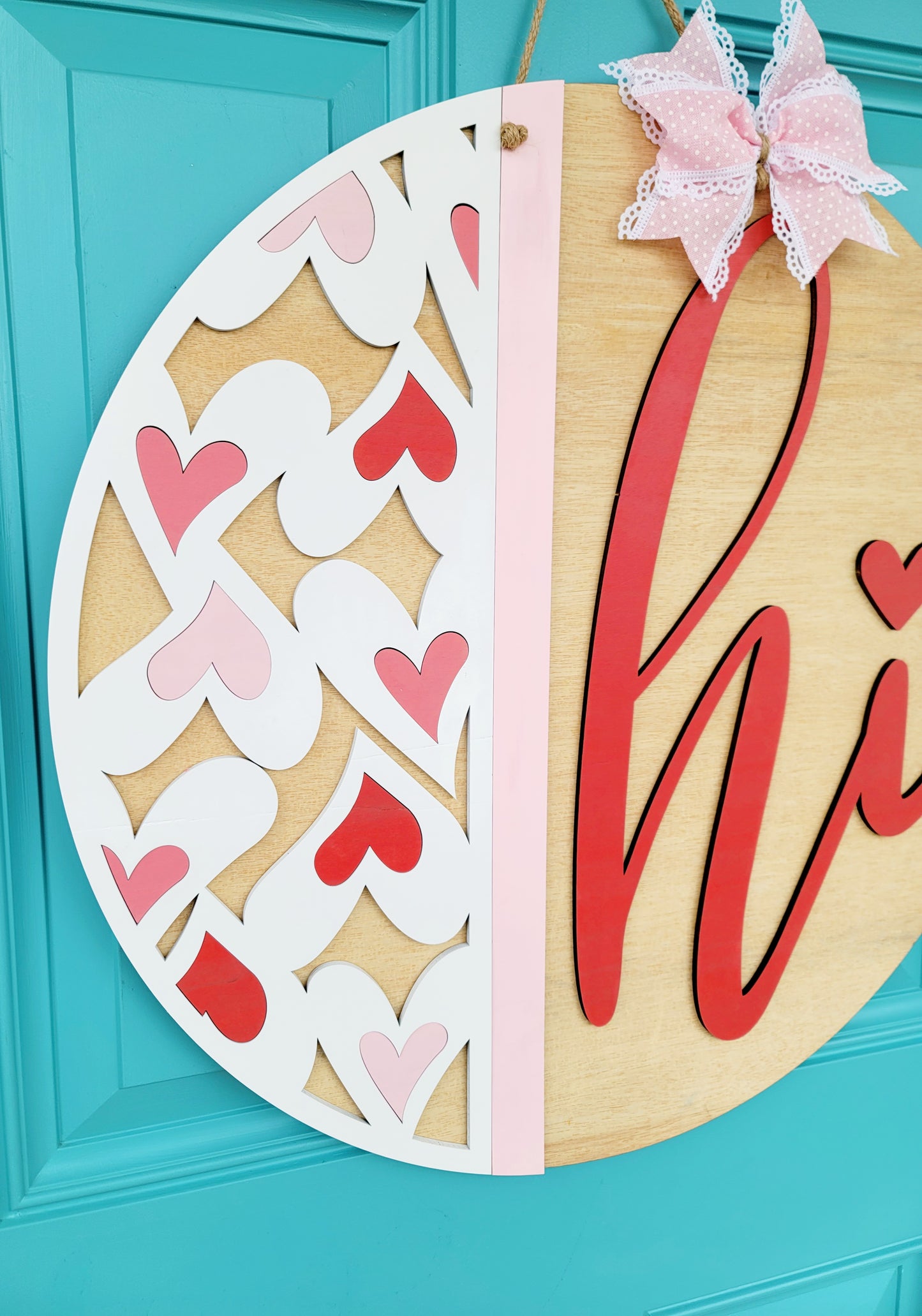 Hi with Hearts Door Hanger