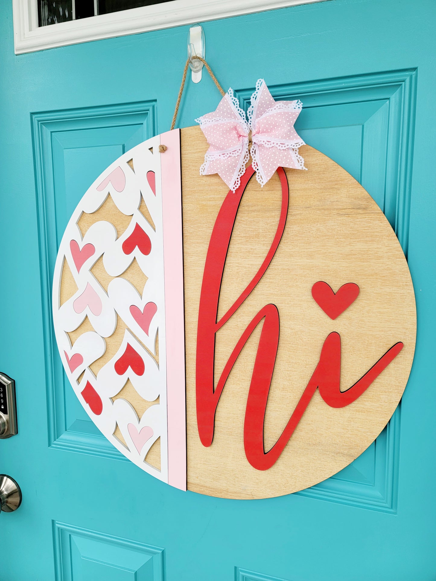 Hi with Hearts Door Hanger