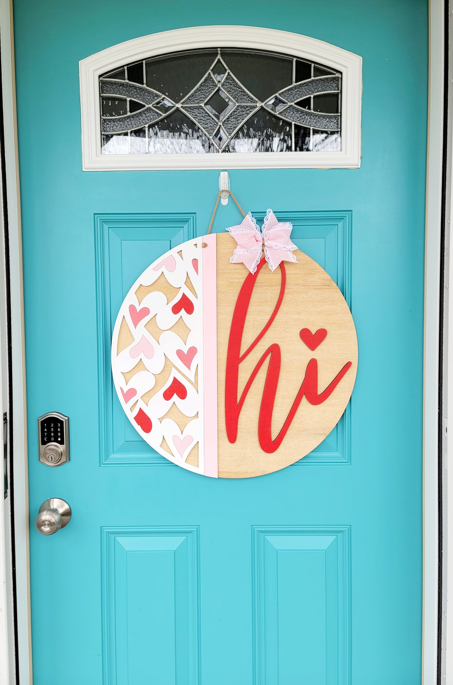 Hi with Hearts Door Hanger