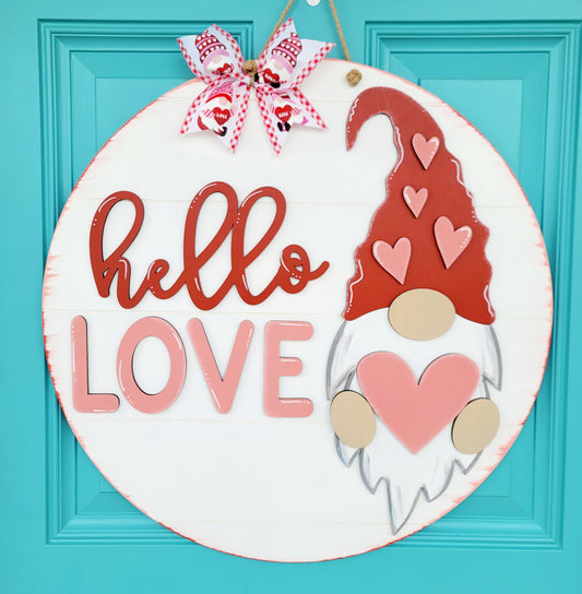 Hello Love Gnome Door Hanger