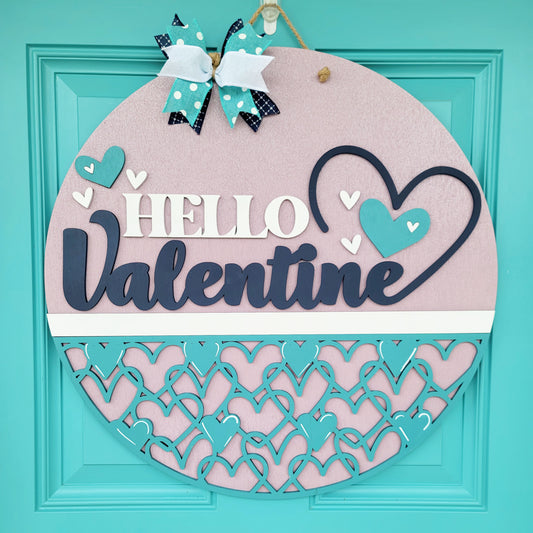 Hello Valentine Lilac Glitter Door Hanger