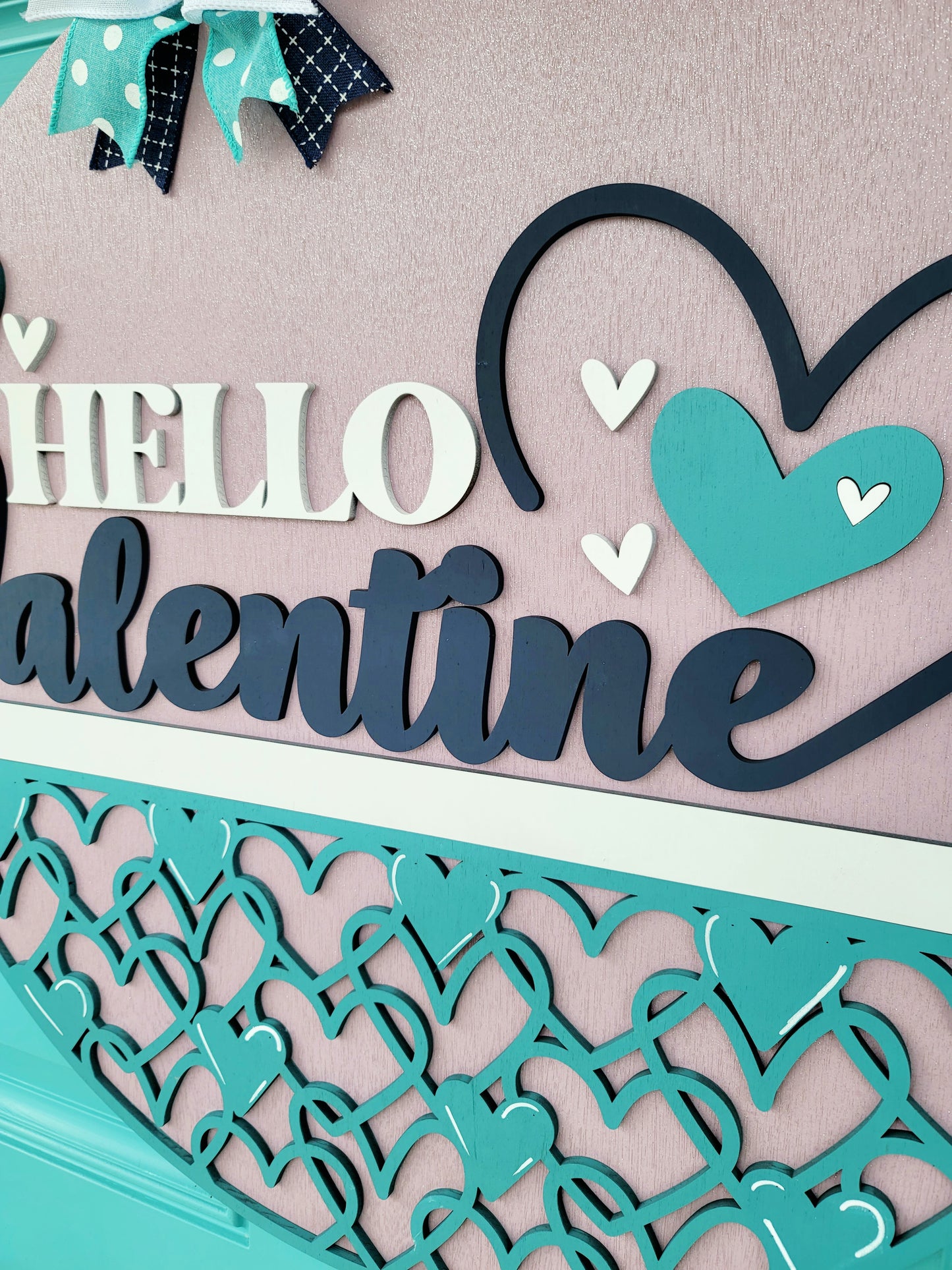 Hello Valentine Lilac Glitter Door Hanger