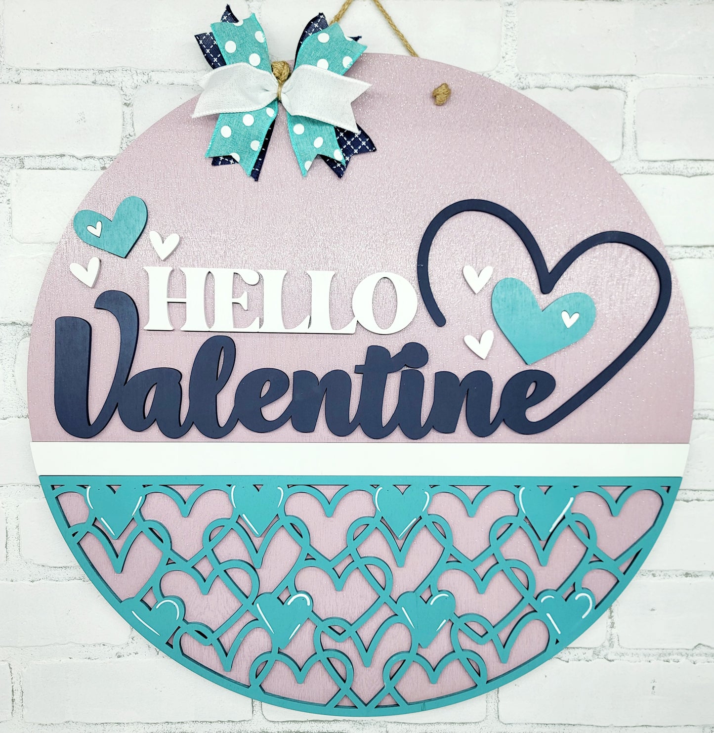 Hello Valentine Lilac Glitter Door Hanger