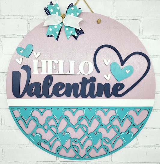 Hello Valentine Lilac Glitter Door Hanger- wholesale