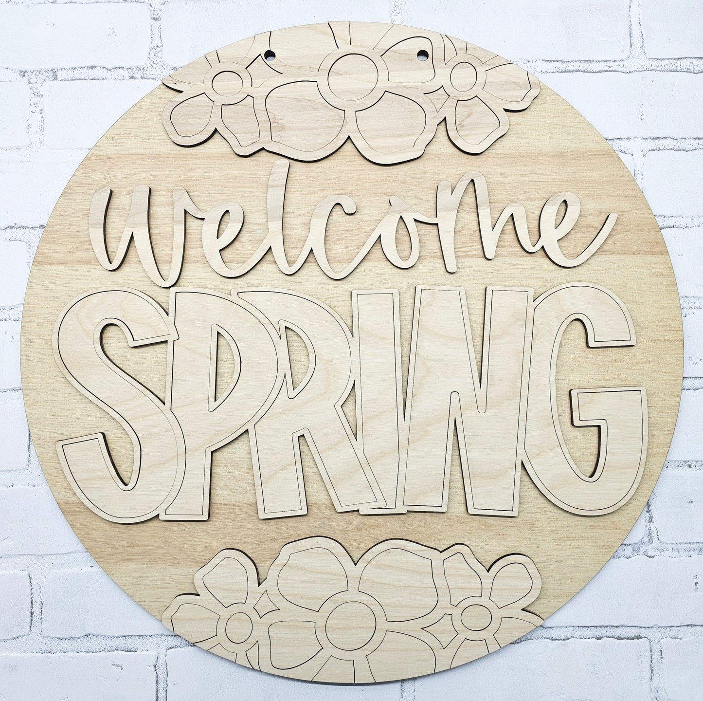 Welcome Spring Flowers Door Hanger