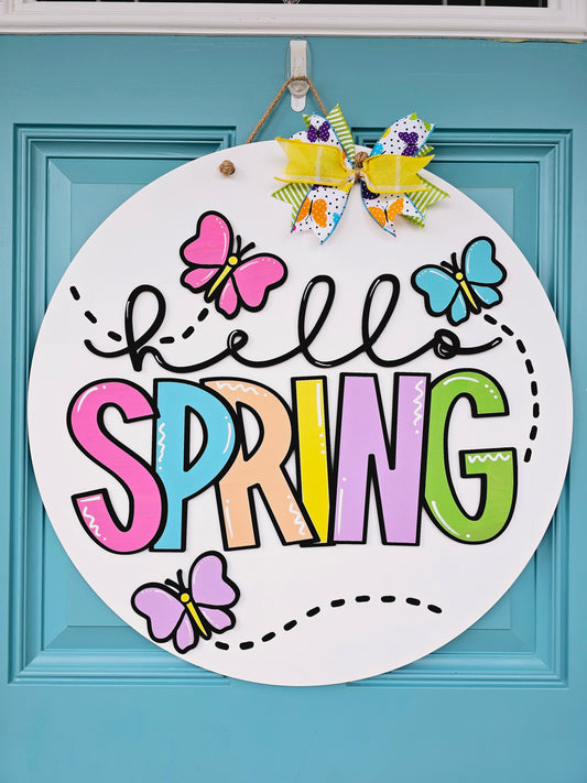 Hello Spring Butterfly Door Hanger