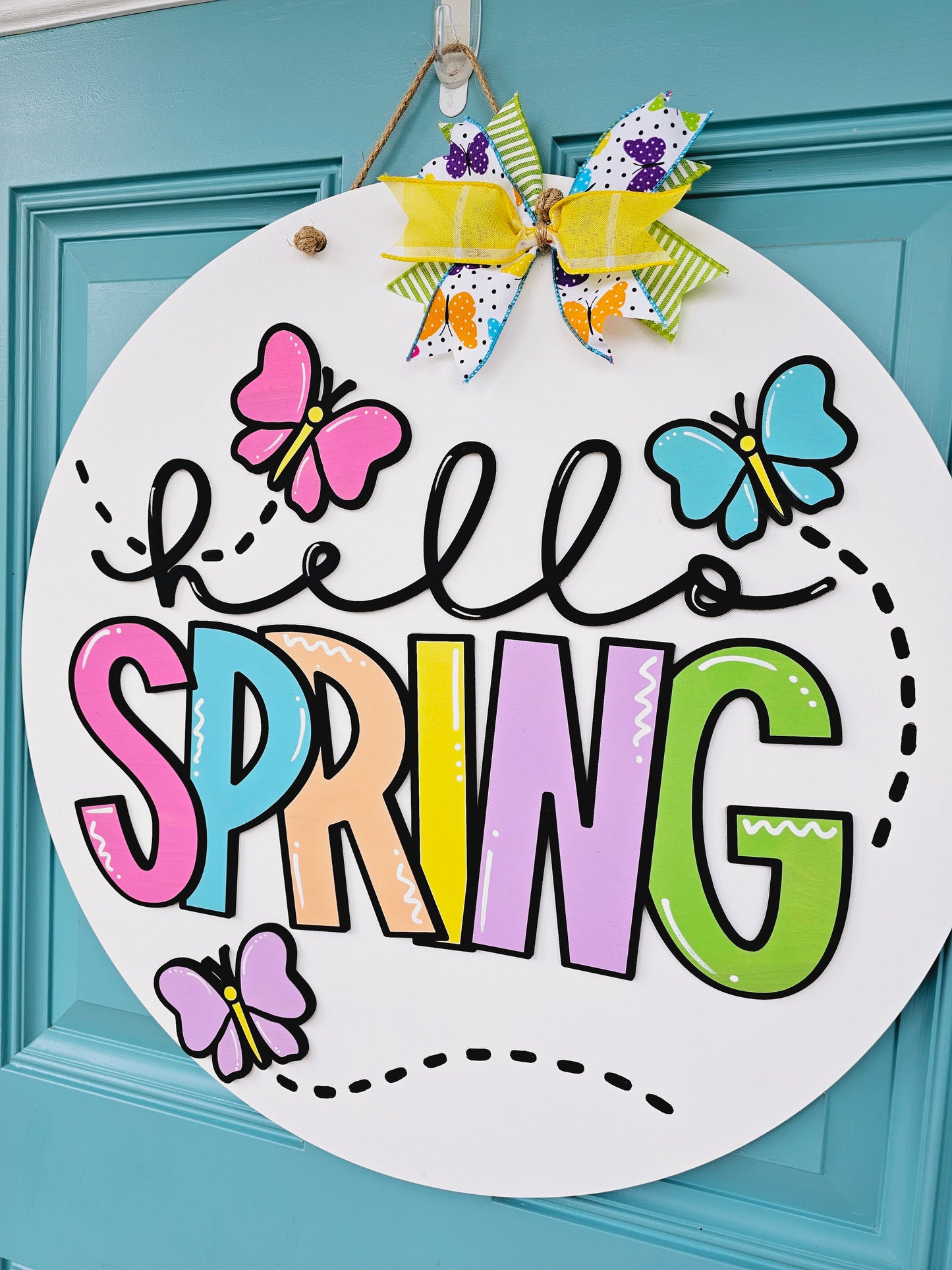 Hello Spring Butterfly Door Hanger