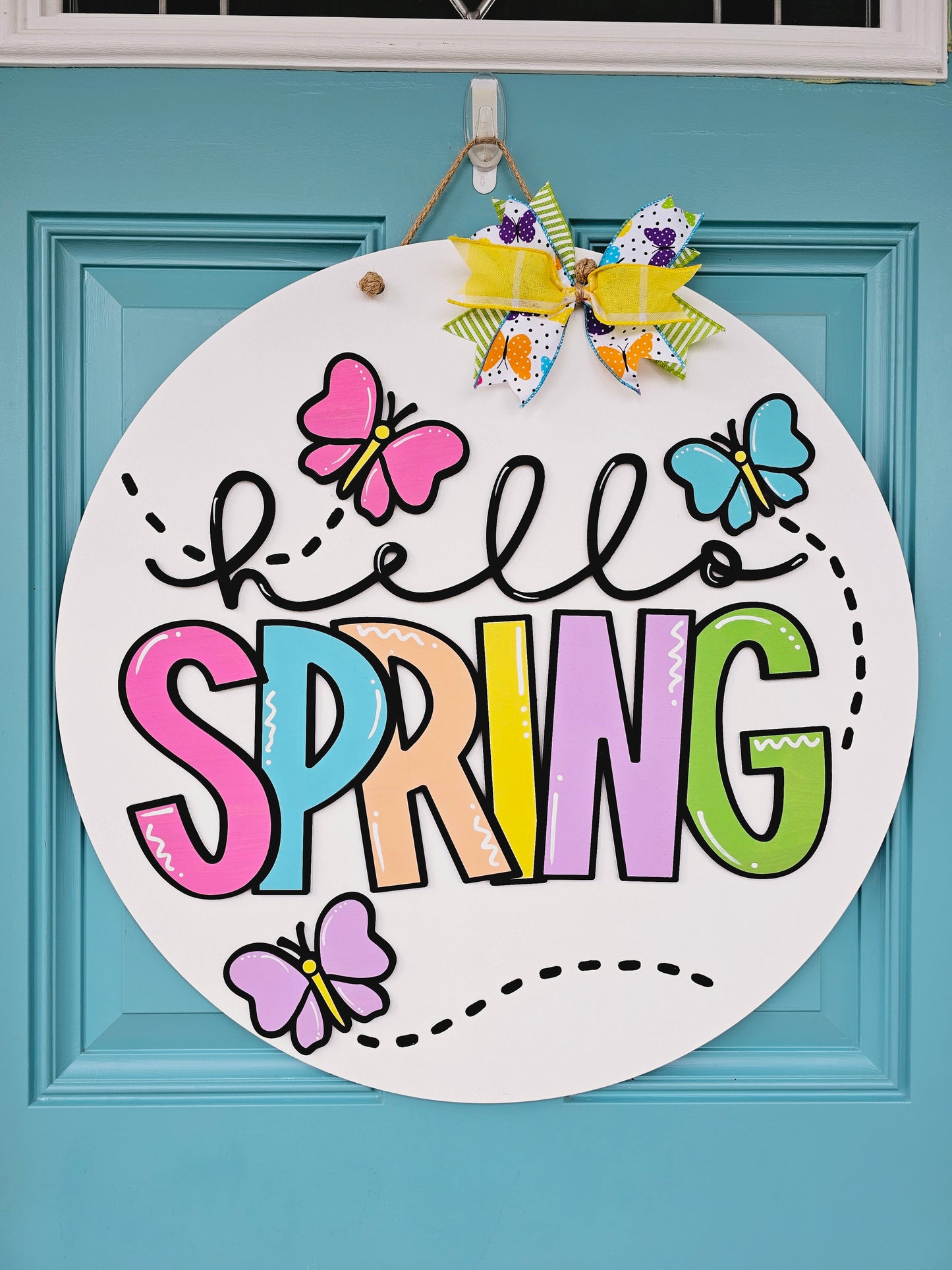 Hello Spring Butterfly Door Hanger