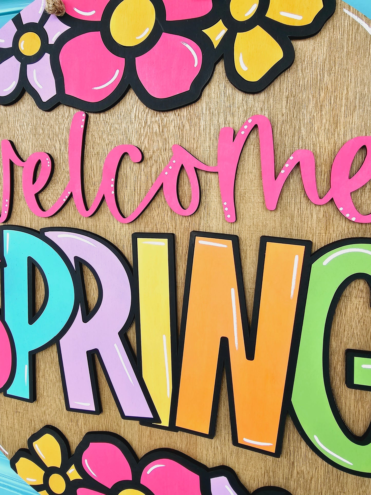 Welcome Spring Flowers Door Hanger