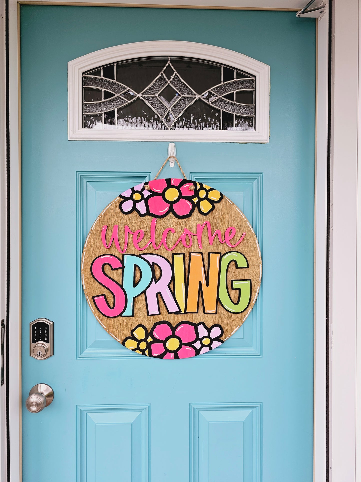 Welcome Spring Flowers Door Hanger