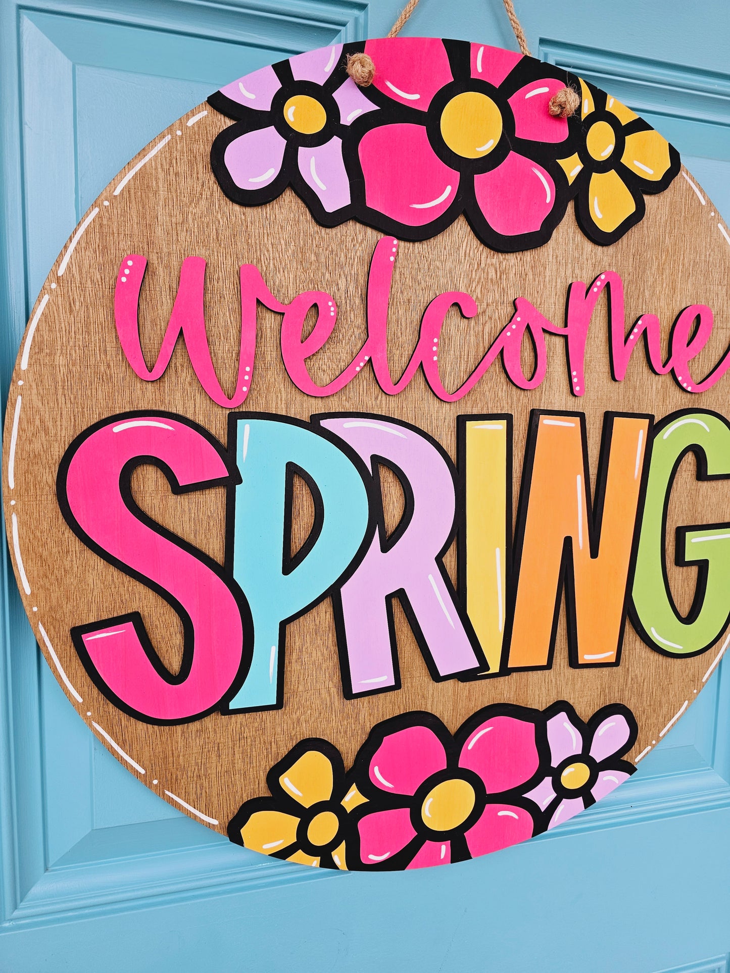 Welcome Spring Flowers Door Hanger