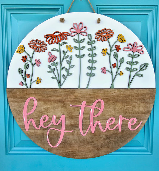 Hey There Spring Wildflowers Door Hanger- wholesale