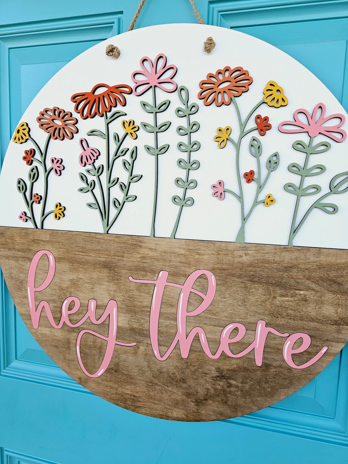 Hey There Spring Wildflowers Door Hanger