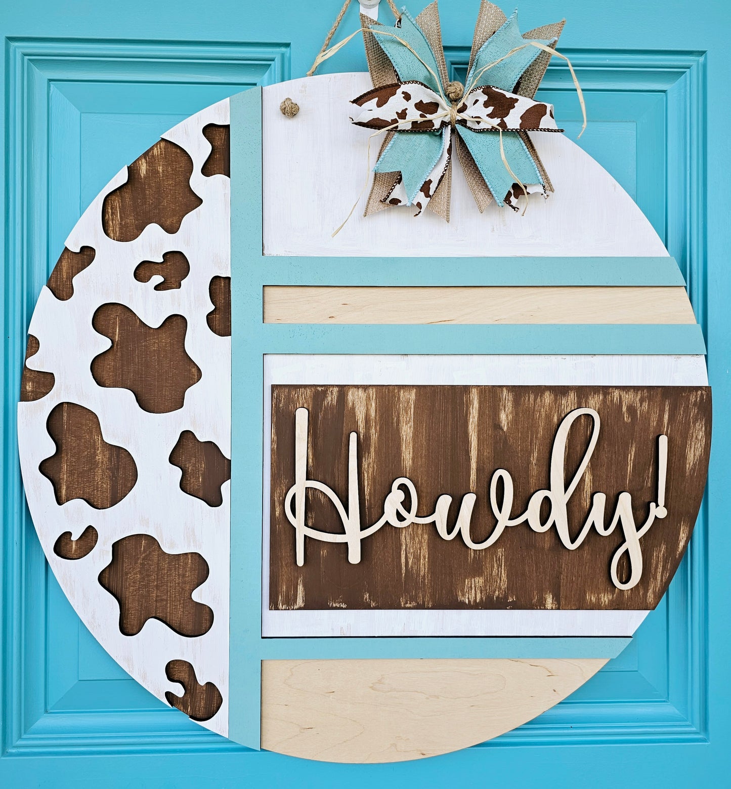 Howdy Cow Print Door Hanger