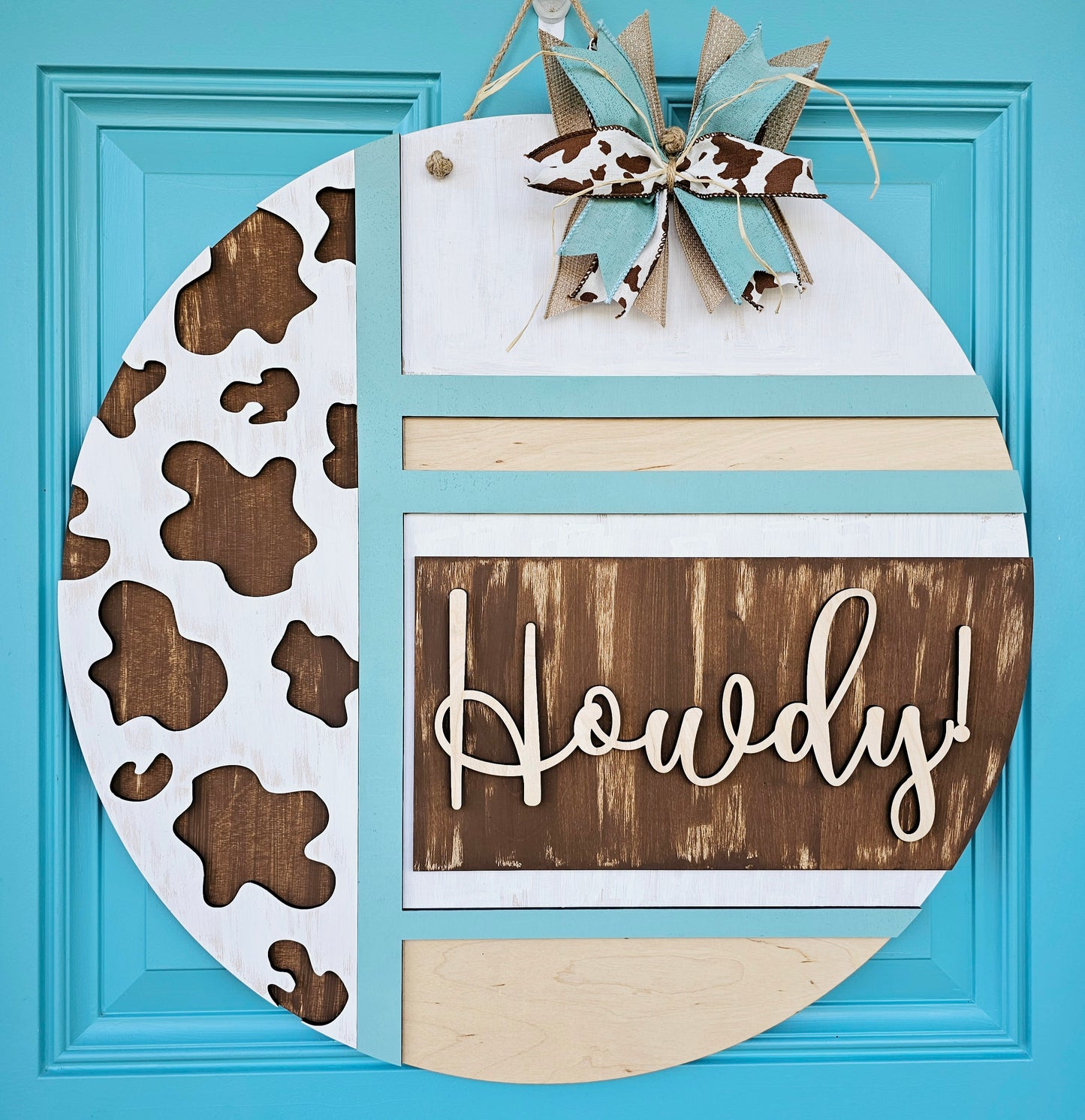 Howdy Cow Print Door Hanger