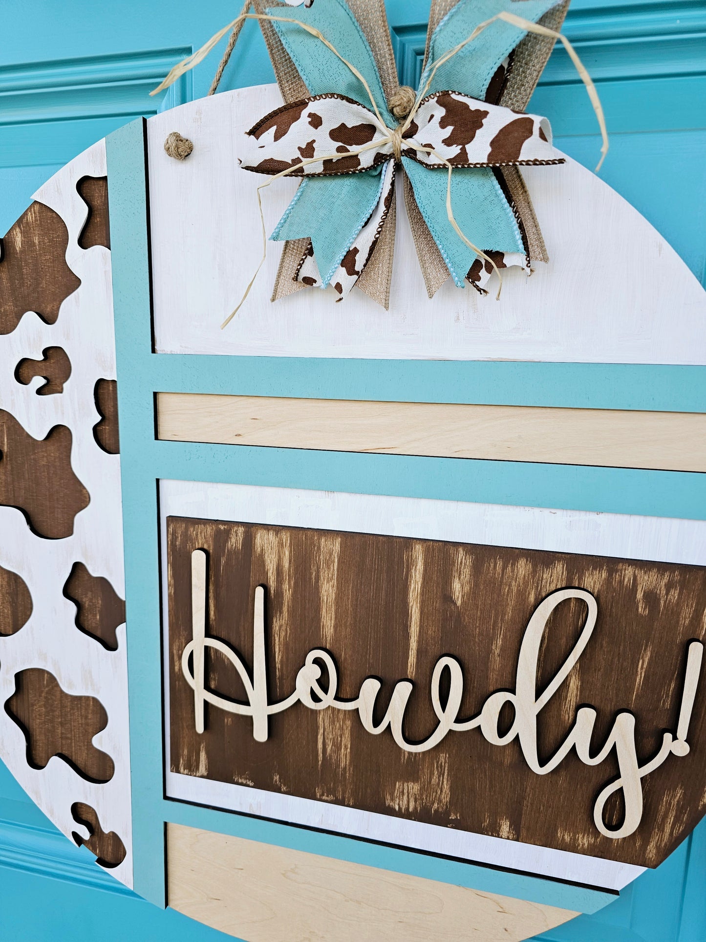 Howdy Cow Print Door Hanger