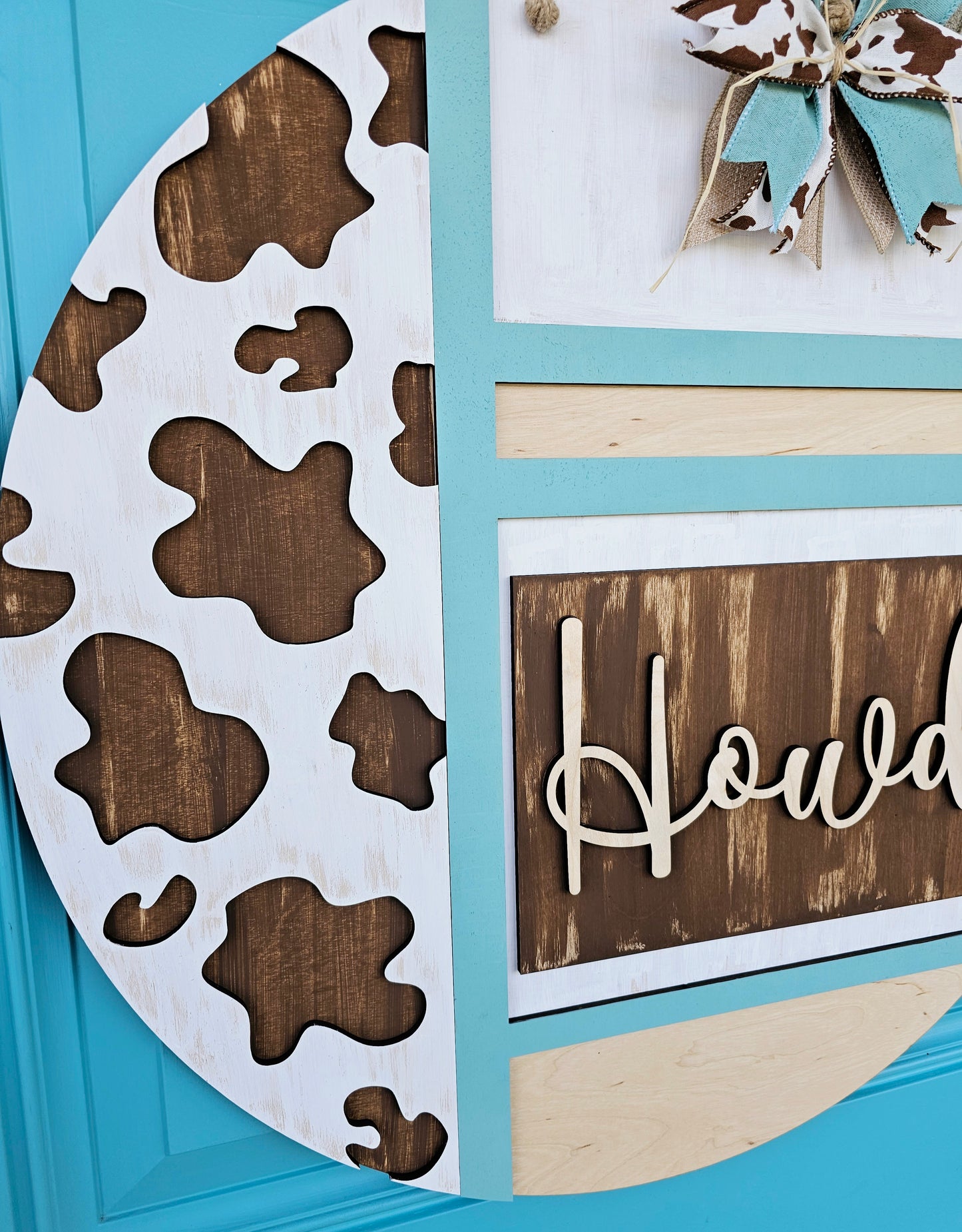 Howdy Cow Print Door Hanger