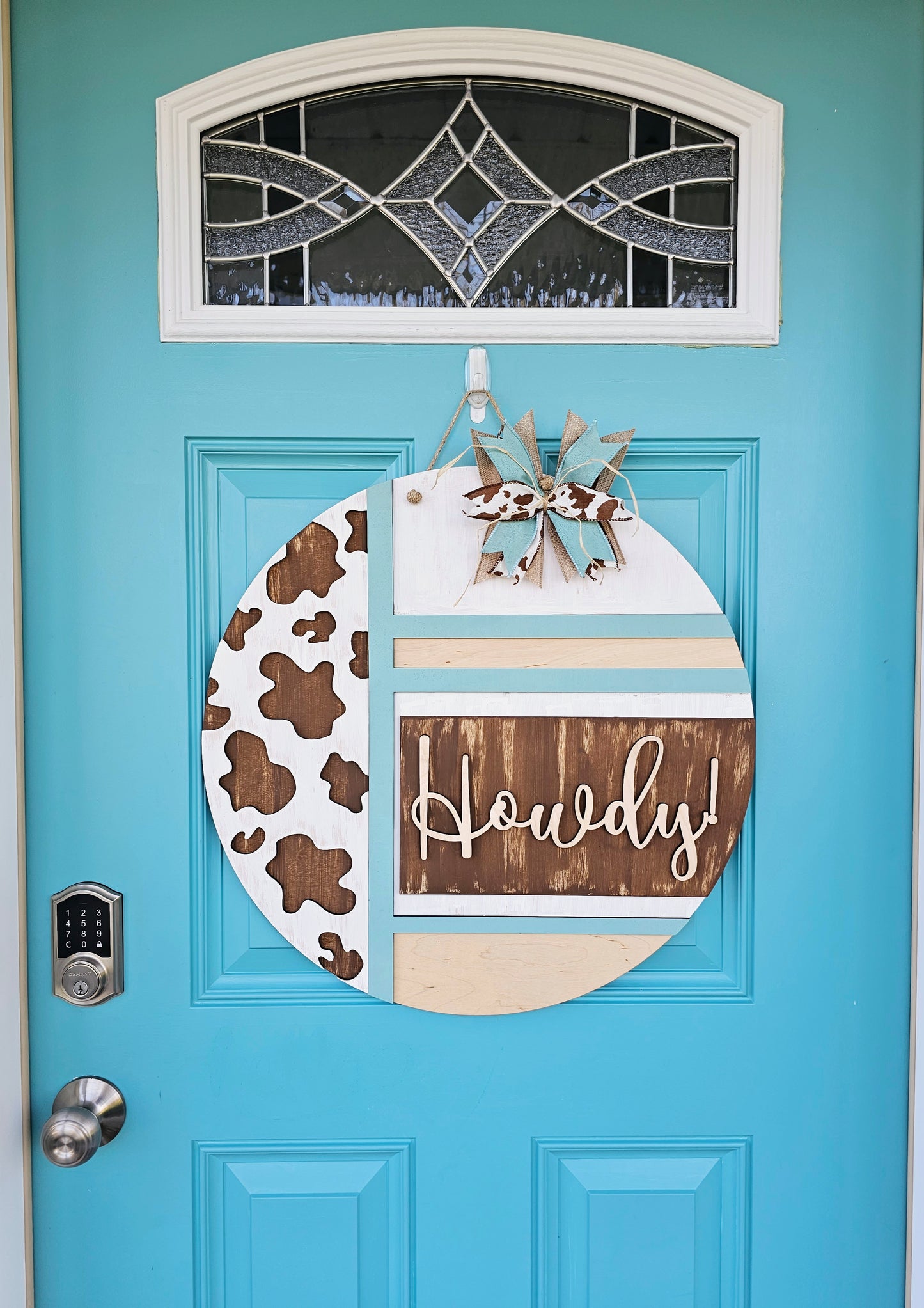 Howdy Cow Print Door Hanger