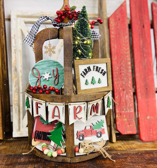 Farm Christmas Tiered Tray Set