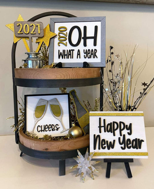 New Years Tiered Tray Set