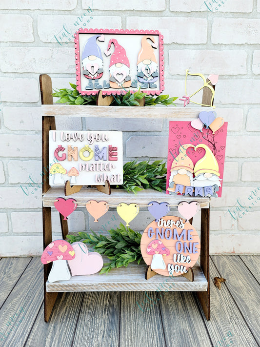 Valentine's Day Gnome Tiered Tray Set- wholesale