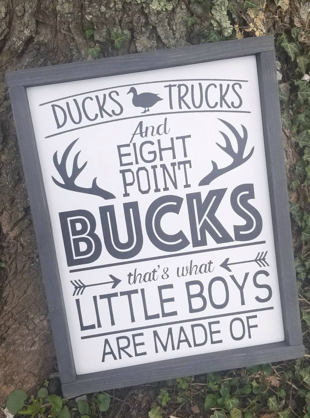 Ducks Trucks & Eight Point Bucks | That's What Little Boys Are Made Of | Nursery Sign | Boys Room Decor