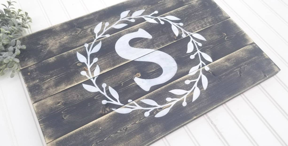 Pallet Style Last Name Initial Sign | Rustic Wedding | Housewarming Gift