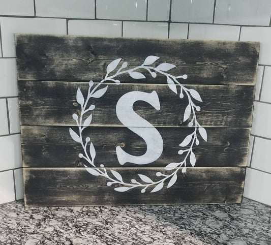Pallet Style Last Name Initial Sign | Rustic Wedding | Housewarming Gift